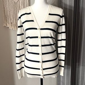 NWT Ann Taylor lightweight navy and white sweater
